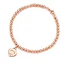 100% 925 Sterling Silver Tag Love Original Classic Heart-Shaped Rosegold Bead Armband Women smycken gåvor Personlighet1243c