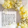 100 pçs balão amarelo guirlanda kit branco metal ouro látex globos para festa de casamento verão crianças decorações de aniversário chá de bebê 211306j