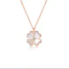 Necklace Van-Clef & Arpes Designer Luxury Fashion Women Gorgeous Rose Gold Lucky Four Leaf Grass With Diamond White Fritillaria S925 Sterling Silver Necklace