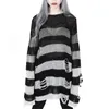 Kobiety swetry punkowy gotycki sweter dla kobiet pusta dziura złamana luźna dzianina jesienna jesienna odzież wiejska Y2K Knitwears Pull Femme