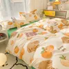 Ensembles de literie dessin animé Orange 200x200 housse de couette avec taie d'oreiller motif chien ensemble de couette TwinQueenKing 230927