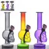 Wholesale mini travel hookak Cheap protable Colorful Thick heady glass tobacco pipe water dab rig bong for smoking with metal dry herb bowl