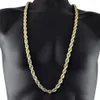 8mm Thick 76cm Long Solid Rope ed Chain 24K Gold Silver Plated Hiphop ed Chain Necklace For mens296W