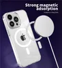 Luxury Magnetic Transparent Vogue Phone Case for iPhone 15 14 13 12 11 Pro Max Sturdy Full Protective Soft Plating Clear Back Cover Supporting Wireless Charging