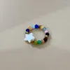 Anelli a grappolo Bohemian colorato opale pietra perlina per le donne ragazze simulato perla gioielli con dita elastico elastico stella anello Bague Femme