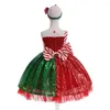 Dresses Girl Dresses 2023 Christmas Children's Costumes Cosplay Character Performance Dance Color Matching Tutu Skirt Girls Dress With Hea