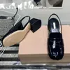 Scarpe eleganti Primavera Pelle verniciata Punta quadrata Tacco grosso Mary Jane Décolleté da donna comode e autentiche fatte a mano