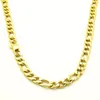Kedjor pläterade 18k guldhalsband 6 mm bredd för maskulina män kvinnor mode smycken rostfritt stål figaro kedja 20 ''-362227