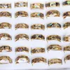 Wedding Rings 50pcs/lot 6MM 8MM Wide Mixed Real Shell Stainless Steel Ring Gold-plated Silver Plated Fashion Jewelry For Men And Women