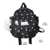 School Bags Women Nylon Backpack With Pendant Pin Convertible Shoulder Ladies Fashion Casual Daypack