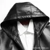 Мужская кожаная куртка из искусственной кожи Roupas Maculinas, мужская зимняя куртка из овчины с капюшоном, короткое пальто Hombre, повседневная облегающая одежда 230927