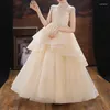 Girl Dresses Champagne Tutu Flower Dress Paljett Spetsar Barn Party Bröllop Födelsedag Formell för Princess First Communion Costume