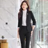 Two Piece Dress Formal Uniform Design Novelty Grey Professional Business Work Suits Jackets And Skirts Ladies Pantsuits Female Trousers Set