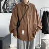 Chemises décontractées pour hommes Qualité Corduroy Hommes Lâche Mode coréenne Solide Couleur Chemise à manches longues Veste Trendy Marque Blouse Harajuku