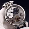 Bovet 1822 Tourbillon Amadeo Fleurie automatico scheletro orologio da uomo cassa in acciaio quadrante bianco indici romani in pelle nera Timezonewatch216C