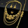 Bröllop smyckesuppsättningar 2023 Etiopisk Tassel 24K Guldpläterad uppsättning för kvinnor Arabiska indiska brud Dubai -halsband örhänge modegåvor 230928