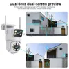 Objectif CCTV JLeeok 4K 8MP double objectif PTZ WIFI caméra double écran Ai humain suivi automatique extérieur 4MP sécurité vidéo Surveillance caméra Tuya YQ230928