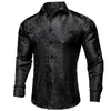 Herrklänningskjortor långärmad svart paisley siden casual tuxedo social skjorta lyxdesigner män kläder 230927