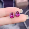 Stud Earrings Fine Jewelry 925 Sterling Silver Inset With Natural Gem Women's Luxury Exquisite Oval Pyrope Garnet Ear Studs Support D