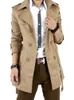 Herrgravrockar Vintage Windbreaker Slim Fit Belt Jacket Spring Autumn Business Trenchcoats Male Double Breasted Mid Length Fashion Coat