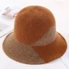 Wide Brim Hats Bucket Autumn winter warm knit hat lady matching color fashion versatile temperament wool fisherman 230927