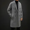 Wollmischungen für Herren mit Hahnentrittmuster, mittellanger Wollmantel, Jacke, Marke, Winter, warm, elegante Kleidung, stilvoll, lässig, täglich, britischer Stil, Mantel 230927