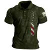 Abbigliamento fai-da-te T-shirt personalizzate Polo bandiera nazionale verde scuro Polo da uomo a manica corta con stampa di bottoni casual