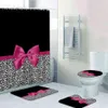 Girly Pink Ribbon Leopard Print Startain Strain Set Modern Cheetah Leopard Bath Stertains for Bathroom Home Decore Stertains 211102258b