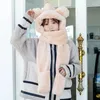 Ensembles de chapeaux, écharpes, gants, ours mignon, chapeau, écharpe, hiver, femmes, nouveauté, casquettes, chaud, décontracté, peluche, polaire solide, accessoires Kawaii pour filles