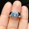 Cluster Rings KJJEAXCMY Fine Jewelry Natural Blue Topaz 925 Sterling Silver Vintage Women Men Gemstone Ring Support Test Selling