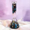 25cm Tall Glow In The Dark bong Bubbler Thick Glass Dab Rigs Hookahs Downstem Perc Smoking Pipe With 14mm Bowl