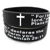 Lotes a granel 100pcs inglês jeremiah 2911 senhores oração homens moda cruz pulseiras de silicone pulseiras inteiras religiosas jewe2882