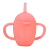 Bouteilles d'eau Tasse de paille pondérée en silicone pour tout-petits anti-déversement avec couvercle Fournitures de formation à boire Nourrissons Sucer pour les voyages à domicile