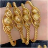 Bangle 4 pcs Bead étnica cor de ouro Dubai Bangles para mulheres 24k bola cobre s pulseira árabe meninas áfrica jóias gota entrega bracel dhm6w