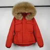 Parkas de plumón para mujer, abrigo de invierno con capucha de piel de mapache real grande, chaqueta de plumón de pato 90%, Parkas impermeables con plumas cortas para mujer 230927