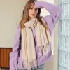 Scarves Wave Striped Scarf Women Winter Fashion Elegant Imitation Cashmere Female Sweet And Fresh Mid Length Version Gifts 230927