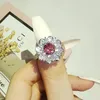 Wedding Rings Luxurious Ruby Flower Elegant Beautiful Hand Jewelry Zircon Diamond Ring For Women