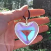 Choker Red Heart Necklace Big Glass Puff Charm med svart lädersladd 18 "Lång