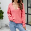 Suéteres para mujer Suéter para mujer Suéter con manga de murciélago Camisa camisola Top con cuello en V Básico Otoño Ajuste holgado Color sólido Estilo casual Traje diario