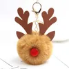 Keychains Creative Christmas Deer Hairball Keychain Bag Pendant Lucky Car Phone