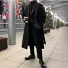 Männer Wollmischungen 2023 Herbst Winter Lange Trenchcoat Marke Männer Kaschmir Lose Beiläufige Einreiher Mantel Männliche Mode Schwarz mäntel 230927