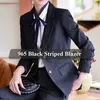 Kvinnors kostymer Lenshin mjuk och bekväm högkvalitativ randig jacka med Pocket Office Lady Casual Style Blazer Women Elegant Wear Coat