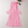 Casual Dresses Elegant Rose Flower Long Party Dress Women Vintage Draped Sleeve Pleated Maxi 2023 Runway Designer Fall Outfits