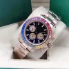 Fashion men's automatic mechanical watch 40mm rainbow diamond ring stainless steel folding buckle men's watch285D