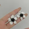 Studörhängen aensoa 2023 Europe Vintage White Black Emamel Metal Flower Small For Women Fashion Personality Statement Earring