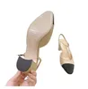 Sales Summer Female Office Lady Sandals Women Fashion Kitten Heels Women Black Beige Colors Genuine leather Back Strap Pumps Dress Shoes with box