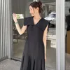 Abiti casual Clothland Donna Dolce Colletto alla marinara Abito Bianco Nero Senza maniche Dritto One Piece Estate Midi Vestido QC320