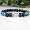 MG0732 Bracelet Onyx noir mat femme Chrysocolla Bracelet bonne chance force poignet Mala Bracelet guérison Yoga bijoux 235h