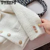 Mélanges de laine pour femmes WTEMPO coréen Chic femme Tweed basique boutonné veste manteau femmes automne hiver vêtements piste Style laine vêtements d'extérieur 230927