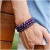 Charm Bracelets Natural Amethyst Women Couple Stone Purple Quartz 6 8 10Mm Bead Bangles Jewelry Gifts 230215 Drop Delivery Dhsnz
